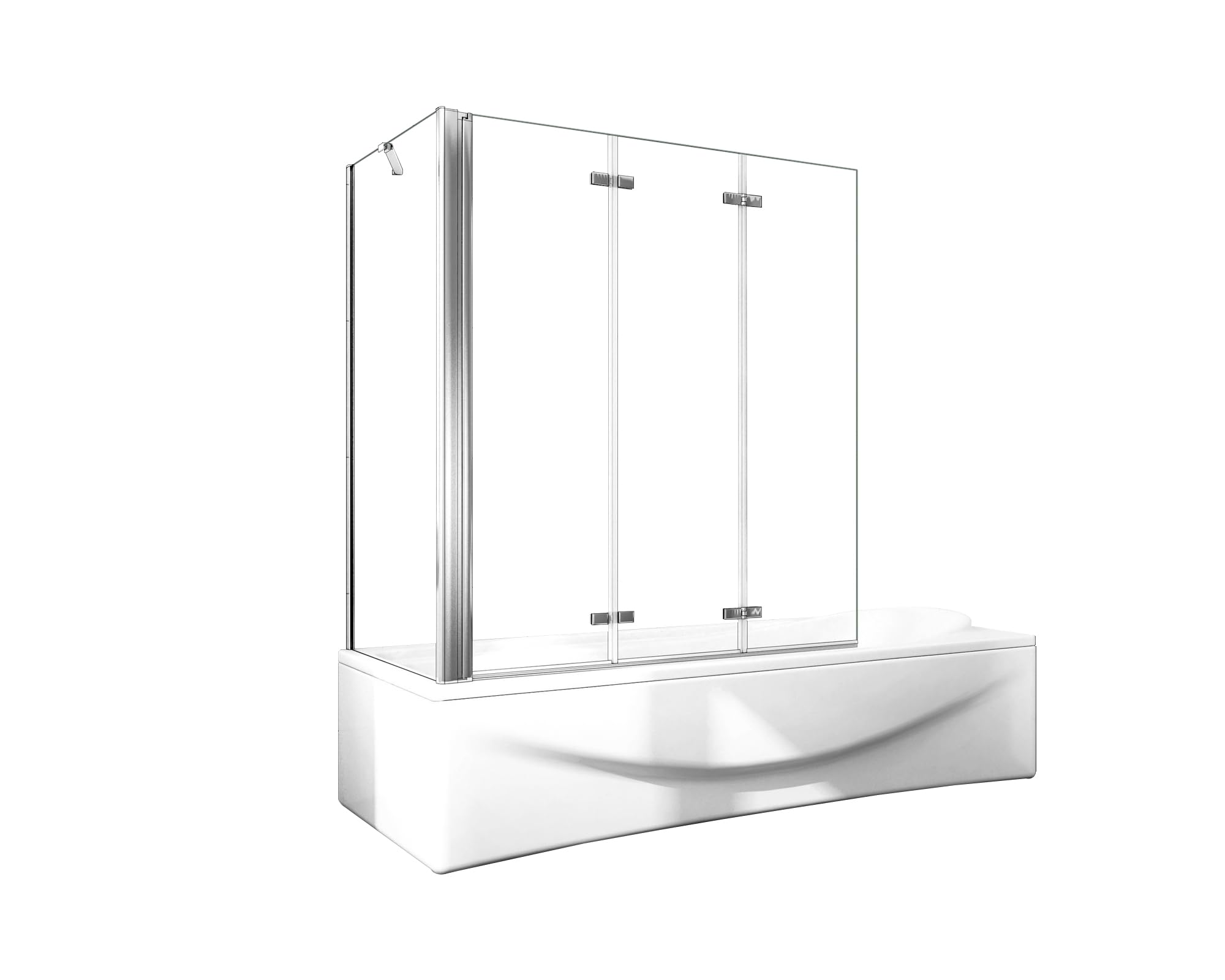 AICA Mampara de Bañera Abatible 3 Hojas con un Panel Fijo Cristal Antical 6mm 3 veces plegable Tamaño:(1193-1213) x(678-698) x1400mm