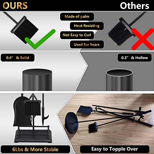 image for Gtongoko 5 PCS Fireplace Tools Sets 32.5” Heavy Duty Wrought Iron Fi