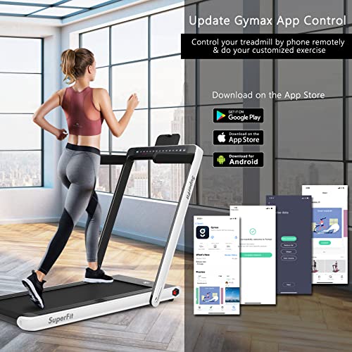 Goplus 2 In 1 Folding Treadmill With Dual Display, 2.25Hp Superfit Under Desk Electric Pad Treadmill, Installation-Free, Blue Tooth Speaker, App Control, Remote Control, Walking Jogging For Home #TOP6