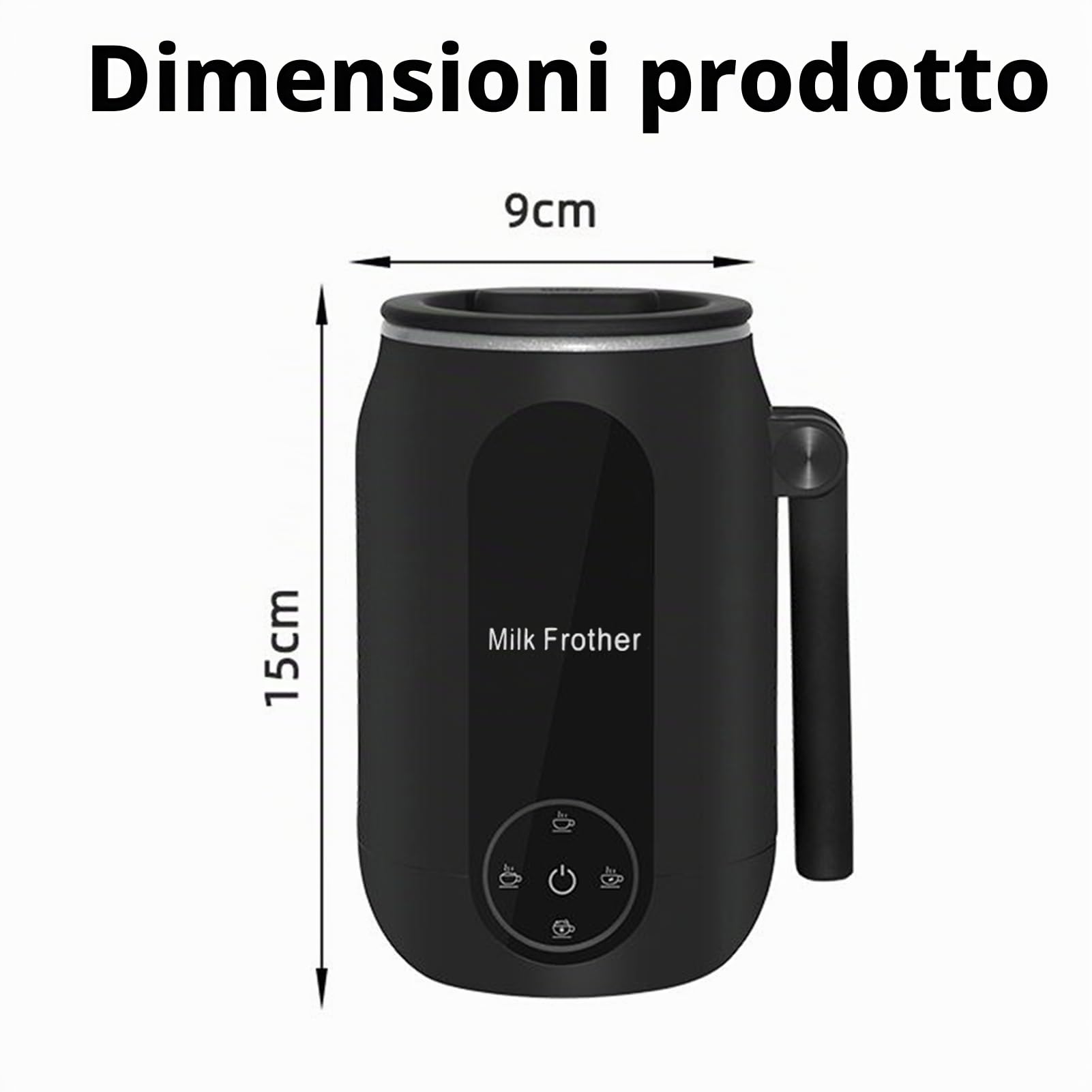 Montalatte Elettrico 4 in 1, Montalatte Automatico a Vapore con capacità di 450 Ml con Display a LED Maniglia Rotante Scaldalatte Riscaldatore per Latte Cappuccino (Spina europea)