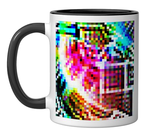 Adversarial Anti-Facial Recognition Camouflage Invisibility Ceramic Mug, Black/White