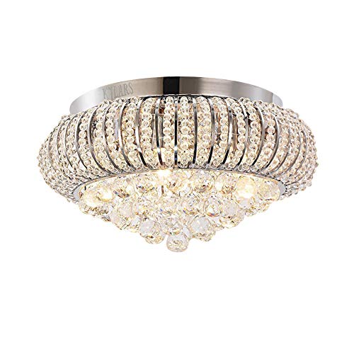 KJLARS Crystal Ceiling Light Fixture Flush Mount Chandelier Modern Pendant Lighting for Bedroom Kitchen Island Bedroom Living Room Dining Room Hallway Home Decoration Crystals Ceiling Lamp 5 Lights