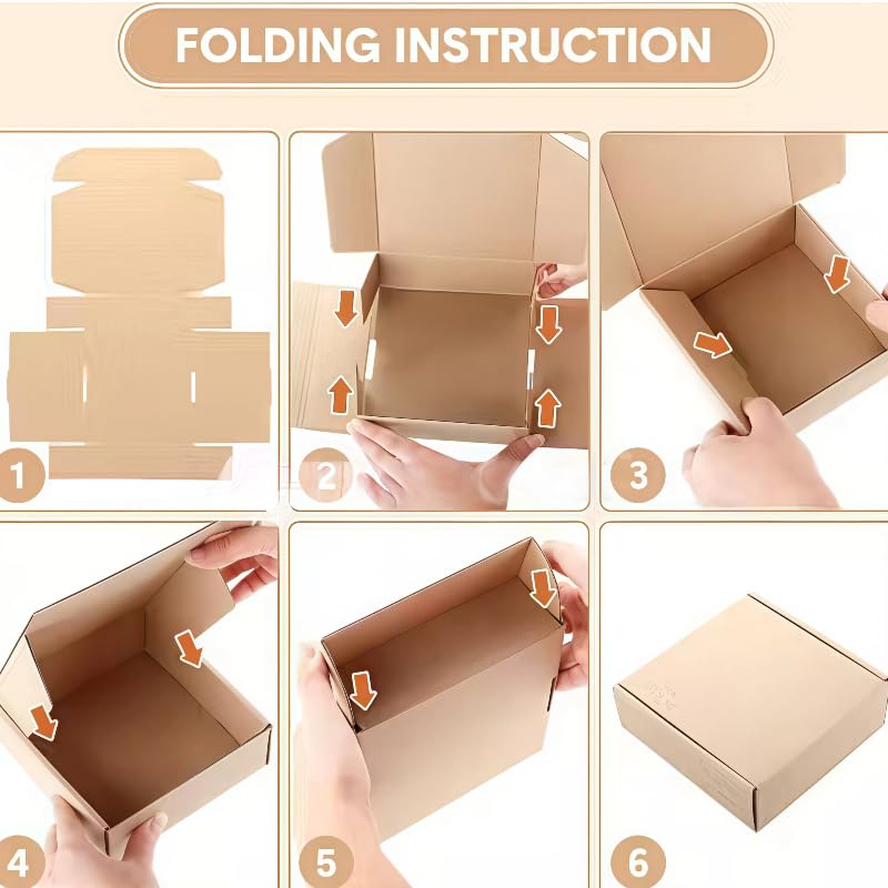 Image of BonKaso Brown Flap Corrugated Boxes | 5x5x2 Inches | Pack of 50 | Eco-Friendly & Recyclable