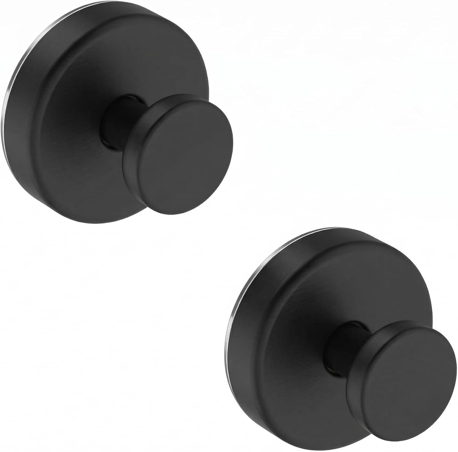 2-Pack Black Suction Cup Hooks for Shower & Bathroom - Strong Removable Towel, Robe & Loofah Hangers for Glass, Tile & Window Walls (No Drill), Black
