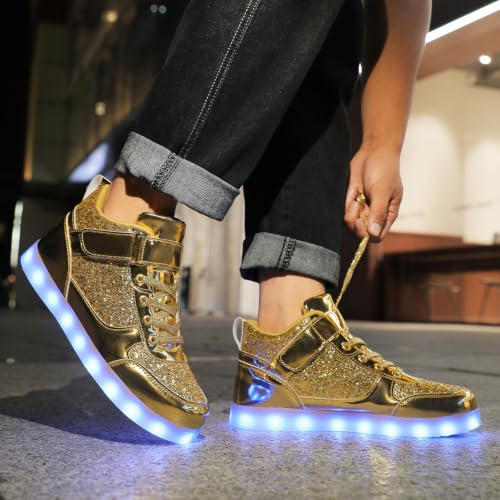 Image of SANYES LED Light Up Shoes for Men Women, USB Rechargeable High Top Glowing Sneakers, Luminous Dancing Shoes
