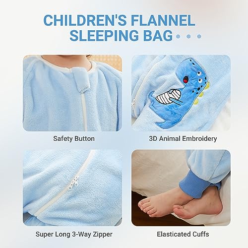 Image of MICHLEY Baby Sleeping Bag Sack Flannel Wearable Blankets Pajamas 1-6Years | Flannel,Unisex Pajamas, Long Sleeve,Zipper, For Autumn Winter,Suitable Girls And Boys,Warm & Breathable