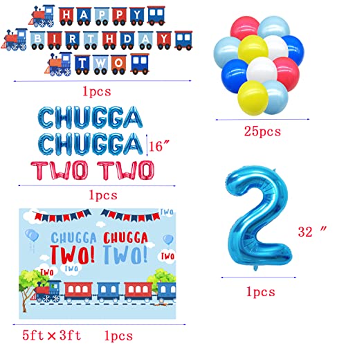 Chugga Chugga Two Two Party Decorations - Train 2nd Birthday Cake Topper & Supplies by BEOXAGAR - Image 2