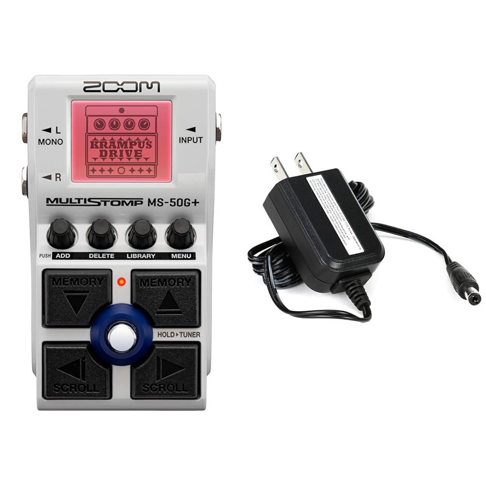 Zoom MS-50G+ Guitar Effects Pedal with 100 Effects, Stereo Outputs, Tuner, Drives, Modulations, Delays, Reverbs, Compressors, Filters, Special Effects and Zoom AD-16 9V AC Power Adapter
