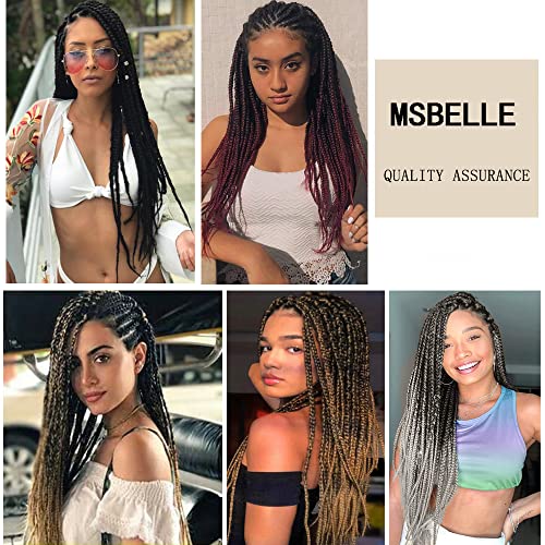 Msbelle Pre Stretched Braiding Hair 20 Inch Braiding Hair Ombre Braiding Hair 6 Packs/Lot Braiding Hair Pre Stretched Extensions Yaki Texture Hot Water Setting(20Inch,Black Silver Grey) #TOP5