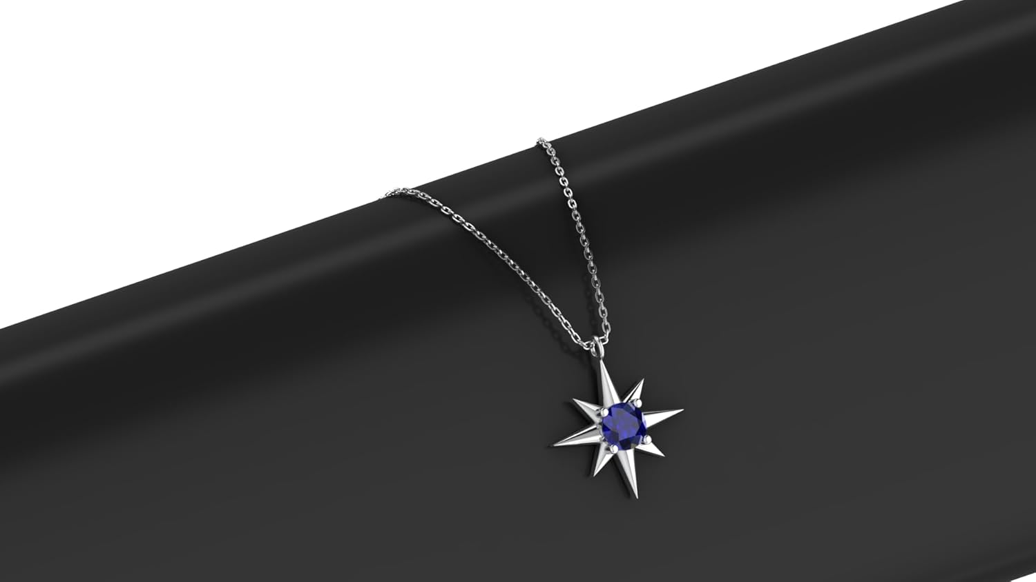 Sterling Silver North Star Pendant with a Birthstone, Birthstone Gift For Her, Silver Jewelry with 18 Inch Chain - Image 4