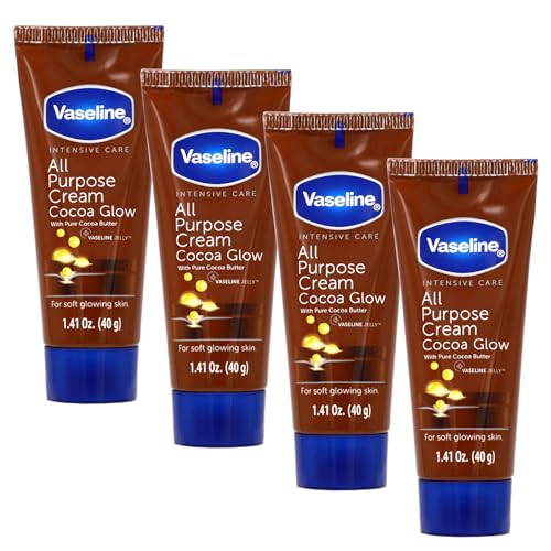 Vaseline All Purpose Cream Cocoa Glow with Pure Cocoa Butter 4-Pack 1.41 FL Oz Each 4 Tubes