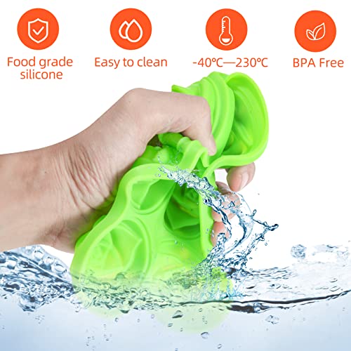 Silicone Rose Ice Cube Trays，1.8 Inch 6 Ice Ball Maker Molds With Cover，Easy Release For Chilled Cocktails Whiskeys,Homemade Juice Large Ice Cubes Ice Cream,Food Grade Dishwasher Safe Green #TOP1