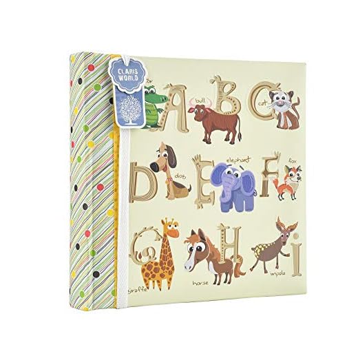 Álbum de fotos infantil con capacidad para 200 fotografías de 10 x 15 cm con alfabeto grande y diseño de animales