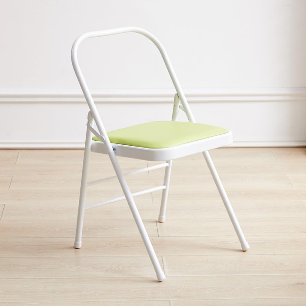 Iyengar - Silla plegable de yoga con respaldo, taburete de yoga portátil para uso doméstico, silla de entrenamiento ajustable (verde hierba)