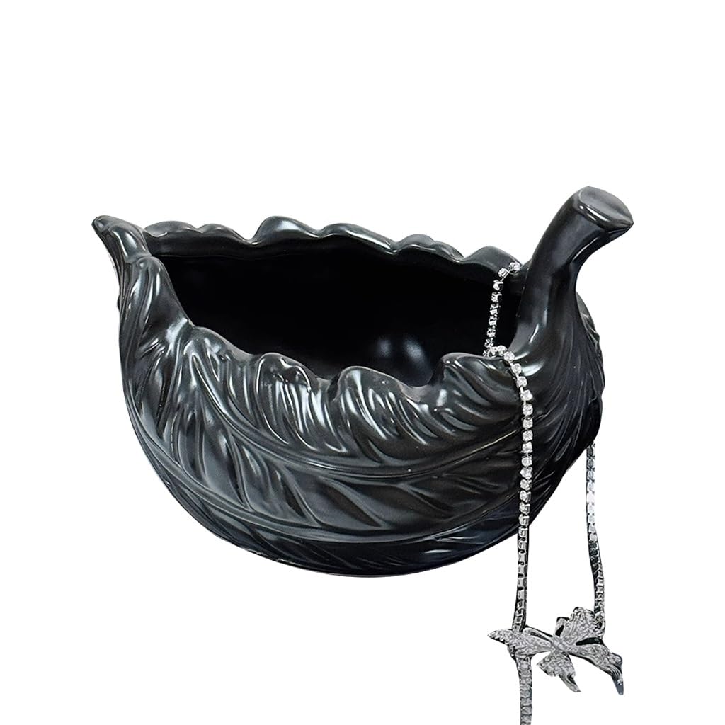 Generico Bandeja de Almacenamiento de Joyas Estilo Hoja, bandejas de cerámica Decorativas, Bandeja para Llaves, decoración de Mesa de Centro, Almacenamiento, Soporte para Llaves, Estante, a
