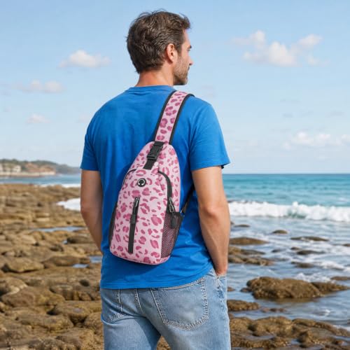 Image of Leopard Print Sling Bag For Women Men Small Crossbody Bags Mini Water Resistant Casual Chest Bag Backpack Shoulder Daypack For Travel Hiking