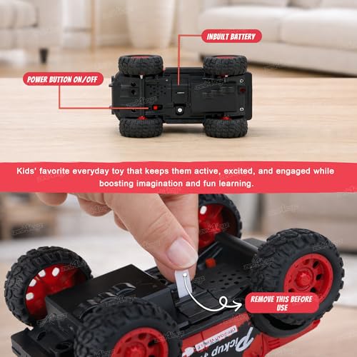 Image of Zest 4 Toyz Pickup Truck Toy for Kids Friction Powered Big Wheel Off Road Car Push and Go Vehicle Toy for Kids Assorted