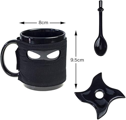 Miniatura 3 de WXB Taza de cerámica creativa Ninja personalizada, oficina, hogar, café, leche, té, bebida, taza de agua (negro)