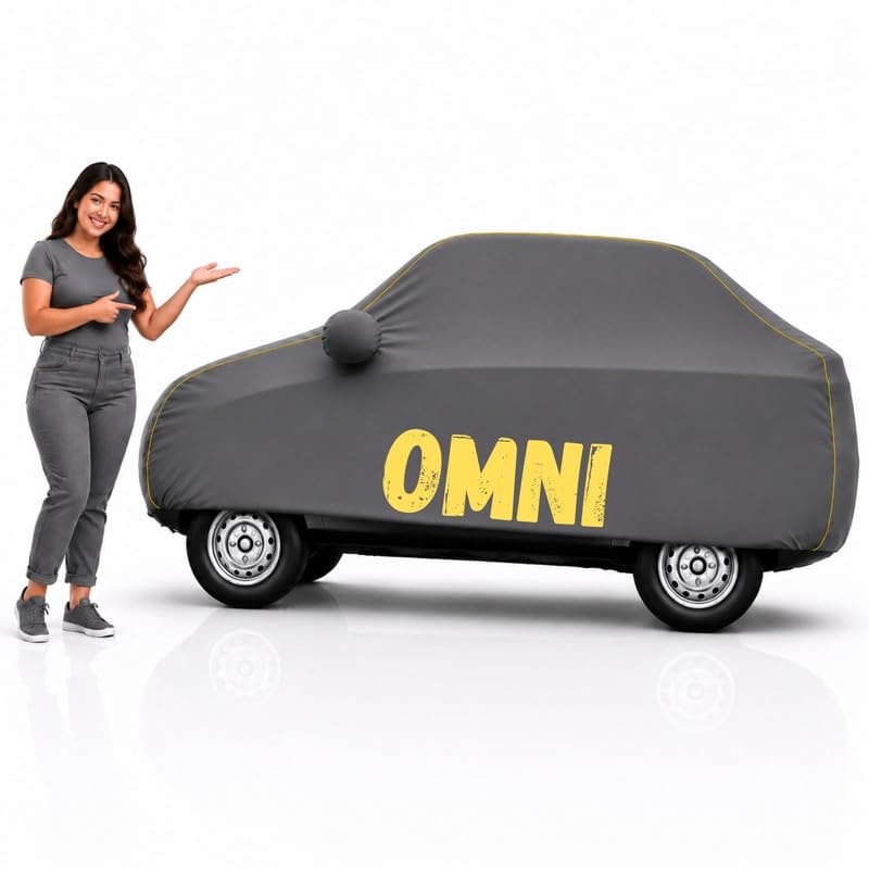 Image of Long-Life 100% Waterproof Omni Car Body Cover for Dust & Rain, Compatible with All Models of Omni Car Cover, Comes with Bird Droppings, Scratch, UV and Paint Protection - Grey