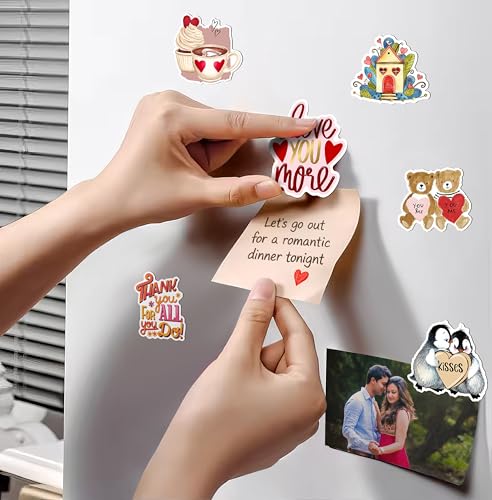 Image of WallDesign Romantic Love Fridge Magnets for Couples (16 Pcs) - Cute Daily Love Message Magnets - Couple Gift for Wife, Husband, Girlfriend & Boyfriend - Anniversary, Marriage & Everyday Surprise