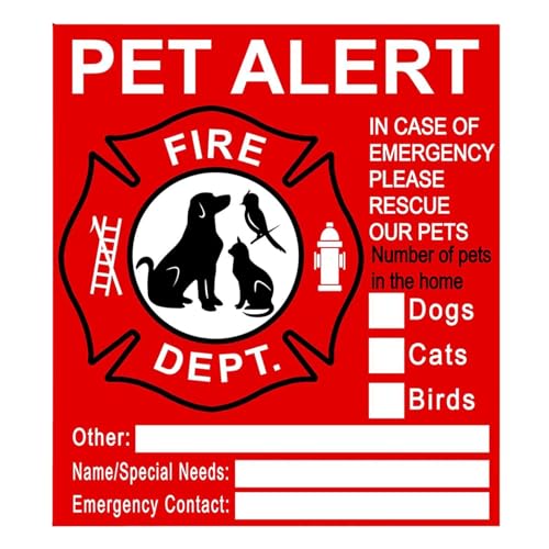 Pet Alert Stickers, Static Cling Window Decals, emergencies Pets Rescue Sign With Bonus, Pet Home Alone Wallet Card & Key Tag, With Adhesive, Removable, Uv Resistant & Pets Finder Window Stickers,