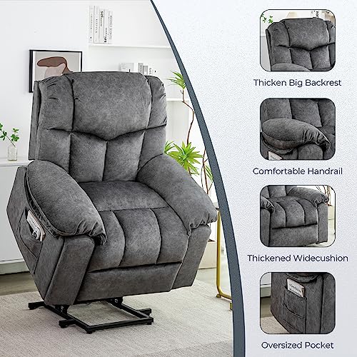 Homyedamic Power Lift Recliner Heated Massage Chair For Elderly, Electric Stand Up Hideable Cup Holders Oversized Lounge Wide Lazy Boy Ergonomic Senior Sofa For Home (Grey) #TOP5