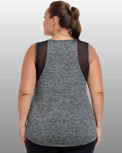 Plus Size Workout Tank Tops for Women with Mesh, XL-5XL Long Yoga Sleeveless Shirts Loose Fit, Athletic Tunics Top4