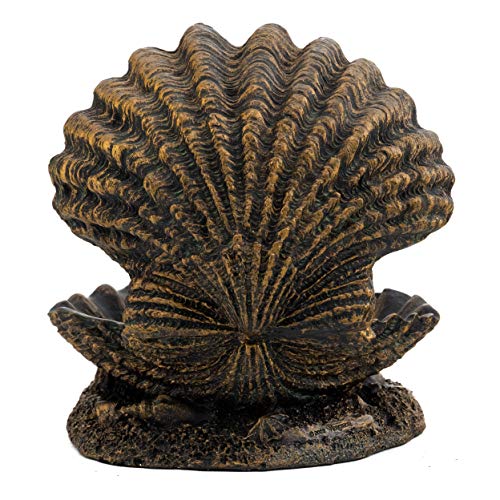 Top Collection Baby Mermaid Statue- Mermaid Sleeping in Shell with Pearl Sculpture- Hand Painted with Bronze Finish Look- 4-Inch Figurine - Thumbnail 3