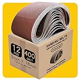 3 x 18 Inch 400 Grit Sanding Belt | Premium Aluminum Oxide Sanding Belt | Premium Sander Sandpaper,12 Pack