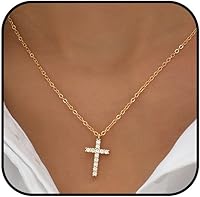 Vurotry 14K Gold Plated Cubic Zirconia Cross Necklace for Women - Delicate Faith Pendant, Adjustable Chain, Hypoallergenic Jewelry