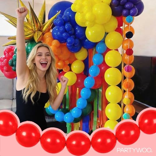 PartyWoo Rainbow Linking Balloons 100pcs 6 Inch Multicolor Link Balloons by PartyWoo - Used condition - Image 2