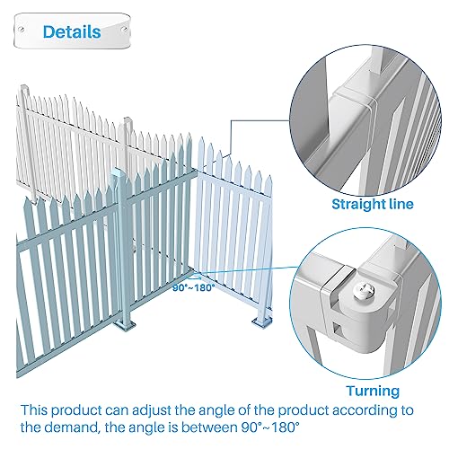 Patio Vinyl Picket Fence Panels 36\" H x 84\" W White PVC Decorative Fence for Front Yard Porch Patio Deck Pool Air Conditioner Fence Safety Dog Fence (34 Pickets, Scallop)