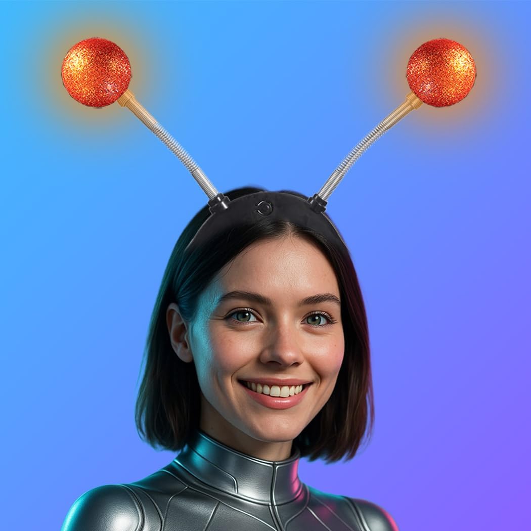 Sixexey Light Up Alien Headband LED Antenna Headband Christmas New Year’s Costume Hair Accessories for Women image 4