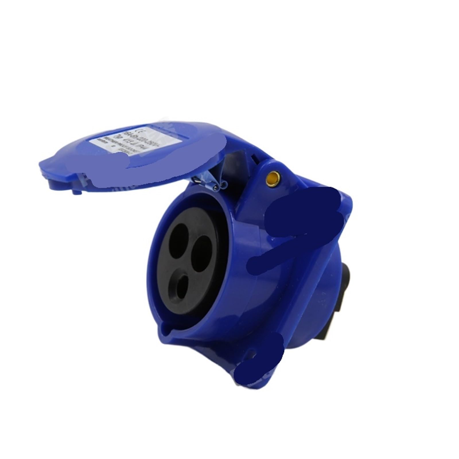 Enchufe industrial 16A oblicuo para evitar cortes de luz por humedad en exteriores