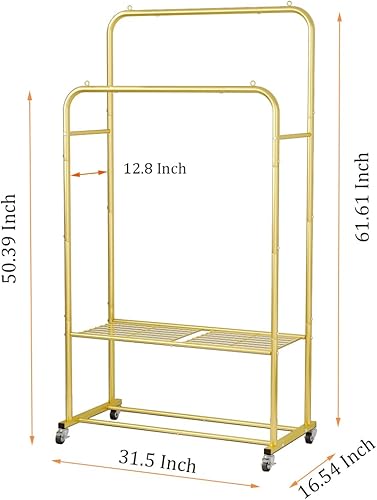Vista 5 de SUOERNUO Perchero con ruedas para ropa, estante de ropa para colgar, estante resistente de metal con ruedas para ropa para dormitorio, armario