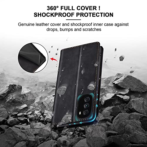Image of Jasonyu Flip Wallet Case for Moto G 5G (2022),Black