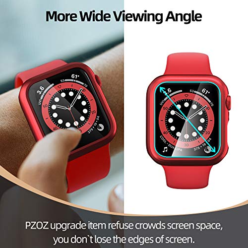 Image of pzoz Compatible for Apple Watch Series SE2 /6 /5 /4 /SE 44mm Case with Screen Protector Accessories Slim Guard Thin Bumper Full Coverage Matte Hard Cover Defense Edge for iWatch Women Men GPS (Red)