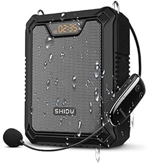 Voice Amplifier, SHIDU 30W Voice Loudspeaker Portable Bluetooth Speaker with UHF Wireless Mic & Wired Mic Headset IPX6 Waterproof Rechargeable PA System for Teachers,Tour Guide,Outdoor
