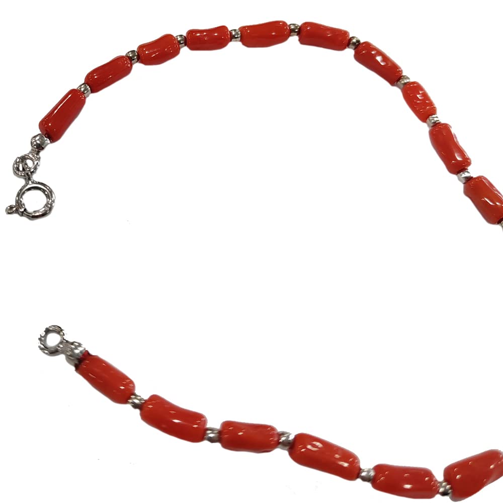 Bracciale argento 925 uomo donna unisex con cannettine corallo rosso naturale e argento 925 gioiello artigianale unico made in italy