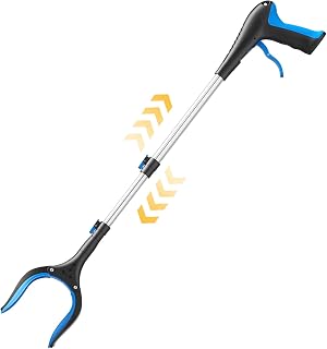 FGRHY Telescopic Grabber Tool 23-41in Adjustable Reacher Pickup Stick Rotating Jaw Magnet for Seniors Litter Yard Work Blue
