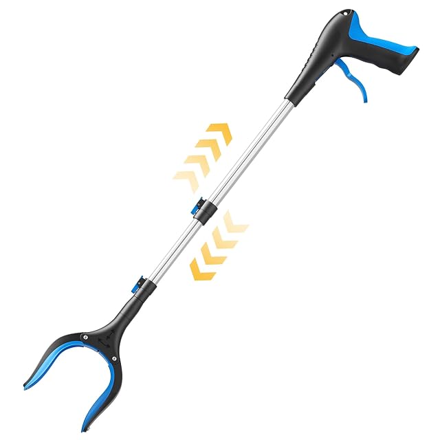 Telescopic Grabber Reacher Tool 5-Level Adjustable Length 23 to 41 - Trash Claw Gripper Pickup Stick for Litter