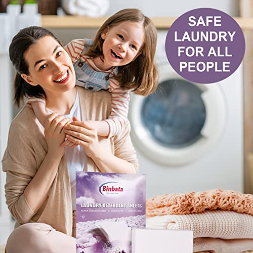 Binbata Laundry Detergent Sheets, Lavender Scent No Plastic Jug (64 Loads) 32 Sheets, Liquidless Eco-Friendly Laundry Sheets, Hypoallergenic Biodegradable Laundry Sheets Detergent For Sensitive Skin #TOP5