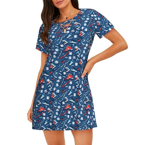 Chemise de nuit hockey anti-transpiration : pyjama fluide manches courtes