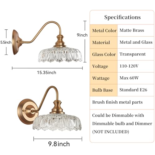 Image of HDDFL Vintage Wall Scone Bedside Wall Lamp Matte Brass Bedroom Light Fixtures in Door Lighting Fixture for Living Room Hallway Corridor