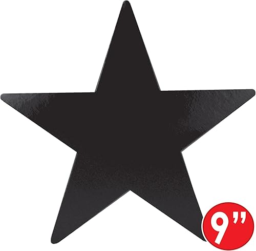 Miniatura 2 de Beistle Paquete de 36 recortes de estrellas negras de aluminio, decoraciones de fiesta nocturna de premios para celebraciones y eventos, decoración