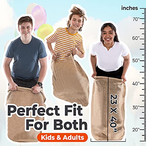 Large Burlap Potato Sack Race Bags, 23x40" Burlap Bags, Outdoor Lawn Games for Kids & Adults - Easter Games, 4th of July BBQ, Picnic, Block Party, Family Reunion, Birthday Party, Halloween - Set of 12 - Image 3