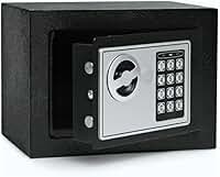 Cofre Eletrônico Digital com Senha e Chave 23x17x17cm Preto Compacto para Dinheiro Documentos e Joias