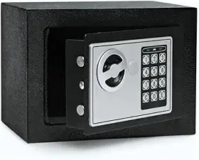 Cofre Eletrônico Digital com Senha e Chave 23x17x17cm Preto Compacto para Dinheiro Documentos e Joias