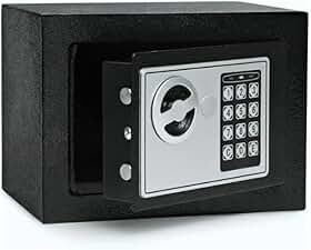 Cofre Eletrônico Digital com Senha e Chave 23x17x17cm Preto Compacto para Dinheiro Documentos e Joias