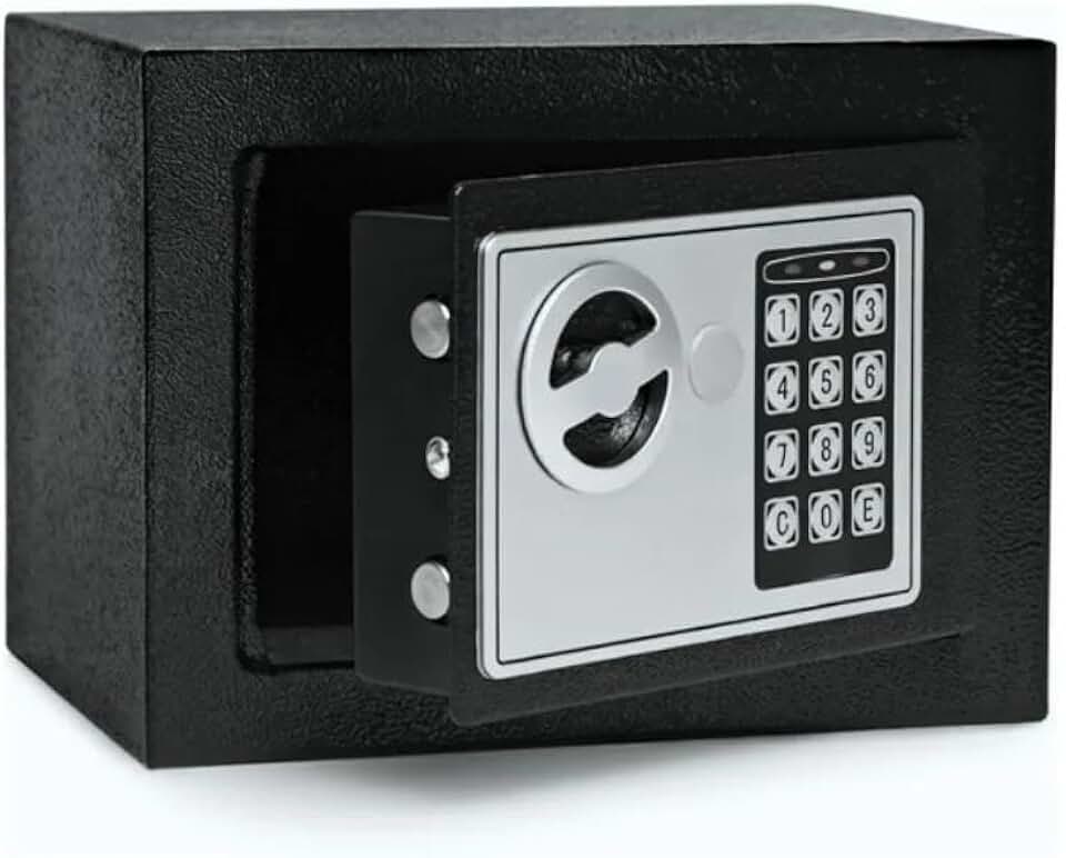 Cofre Eletrônico Digital com Senha e Chave 23x17x17cm Preto Compacto para Dinheiro Documentos e Joias